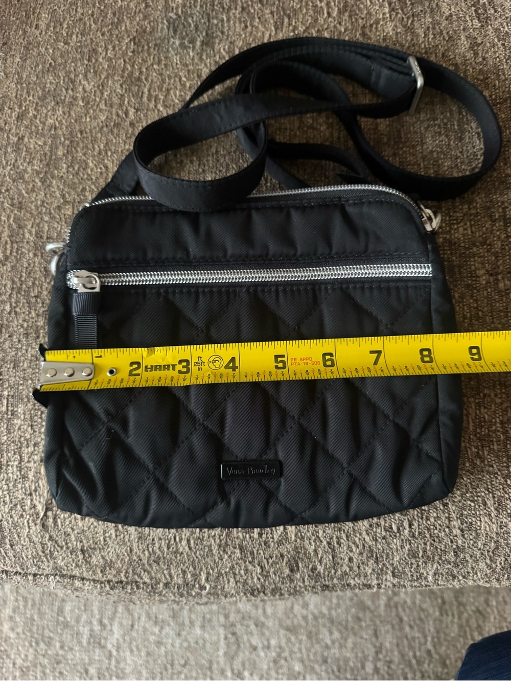 Vera Bradley Black Quilted Zip Pouch Crossbody - Picture 7 of 10
